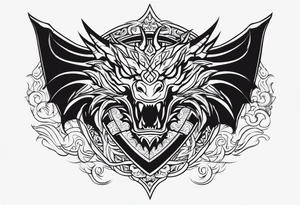 Valhalla sword shield dragon head tattoo idea