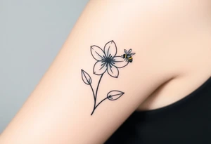 Trillium with a bumble bee hovering near it tattoo idea