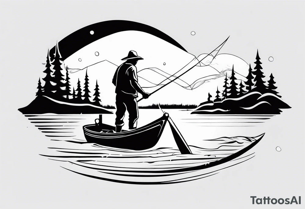 Native fisherman underwater tattoo idea