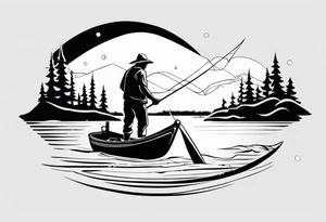 Native fisherman underwater tattoo idea