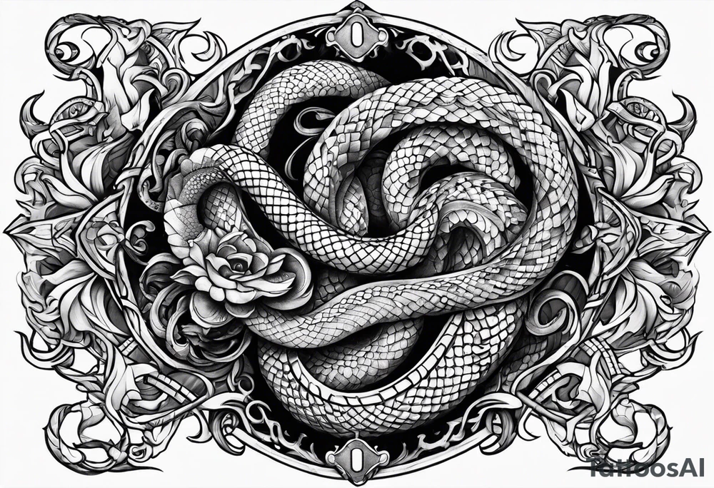 Cross and serpent tattoo idea
