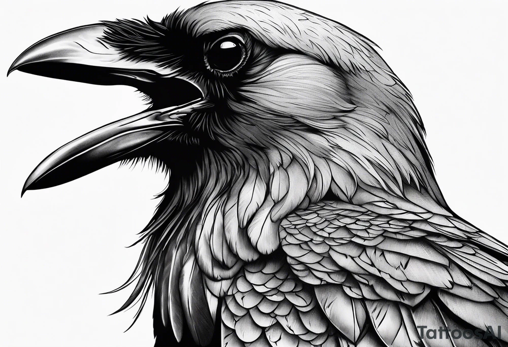 crow looking back twisted neck tattoo idea