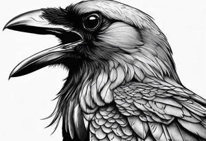 crow looking back twisted neck tattoo idea