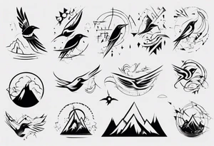 mountains birds tattoo idea