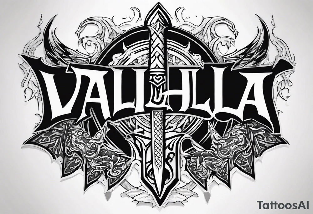 Valhalla  dragon sword symbol tattoo idea