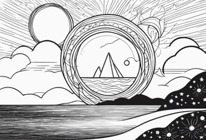 elif letter
 and sun tattoo idea