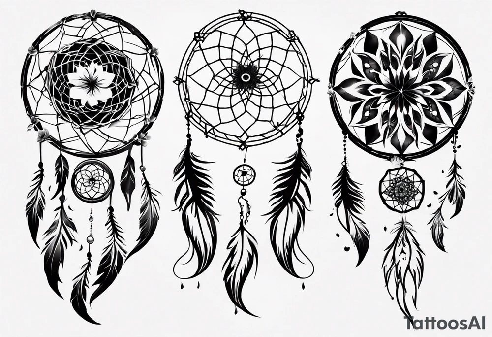 Phoenix floral dream catcher tattoo idea