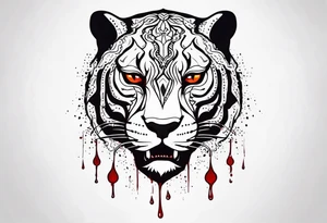 a panthera head with blood drops from mouth tattoo idea