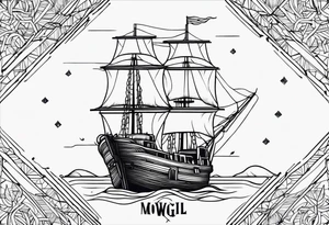 Mowgli style, thin line, nautical themed, forearm location tattoo idea