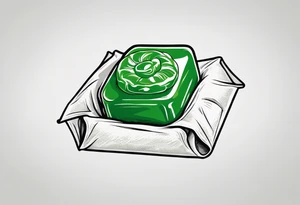 a small green and white candy in a wrapper tattoo idea