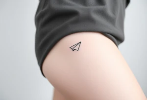 Line tattoo scene with paper plane, play symbol, pause symbol, stop symbol, rewind symbol, mental health awareness tattoo idea