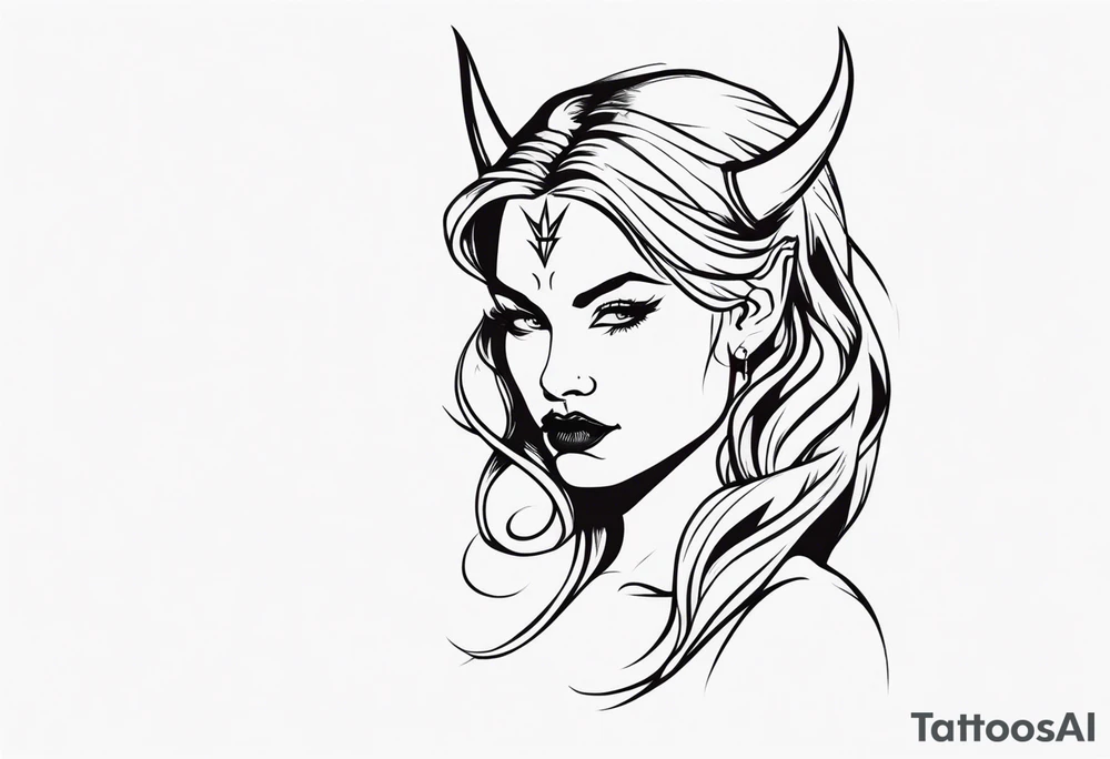 Woman devil tattoo idea