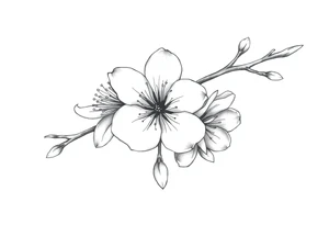 Elongated Cherry blossom with round petals tattoo idea