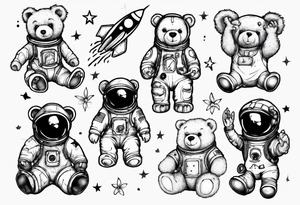Teddy bear astronaut Lily tattoo idea