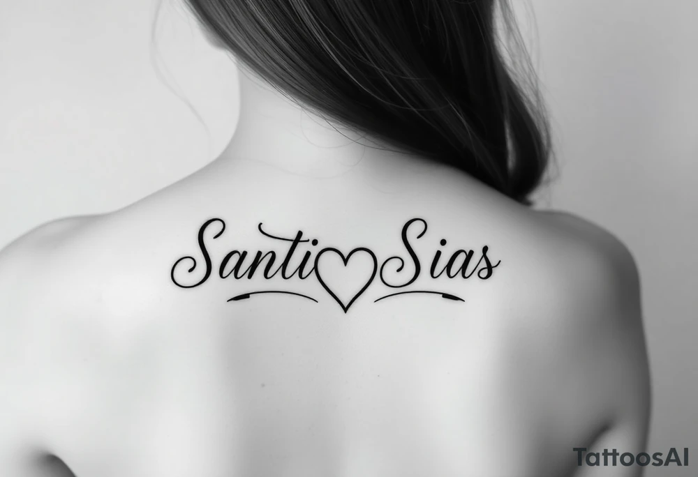 Santi & Sias combined in cursive with a heart in the middle connecting them tattoo idea