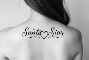 Santi & Sias combined in cursive with a heart in the middle connecting them tattoo idea