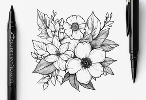 create a tattoo that has the birth month flowers of december, november, february, may, and july tattoo idea