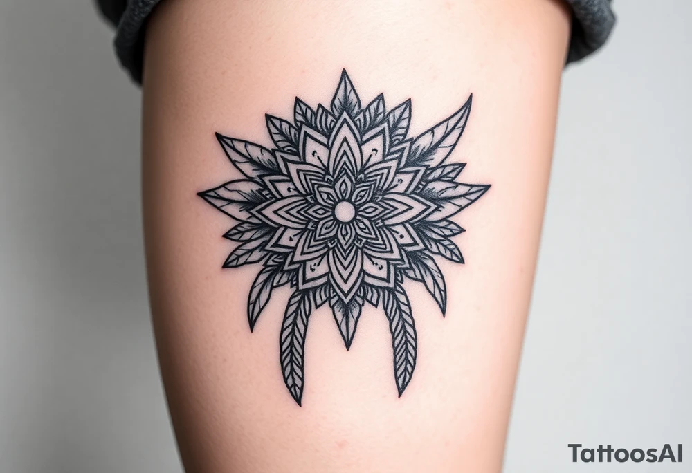 spiritual feathers ornamental mandala shaman tattoo idea