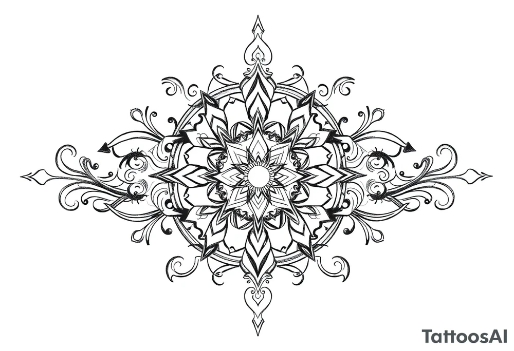 mytical shaman and witch ancient ornament with rhyme tattoo idea