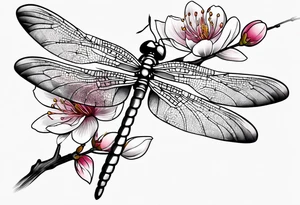 dragon fly with cherry blossoms tattoo idea