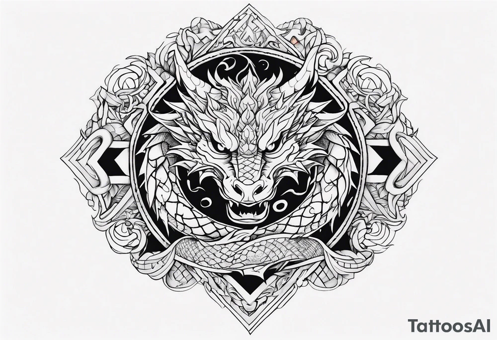Dragon Seven number shape tattoo idea