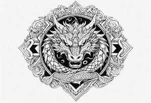 Dragon Seven number shape tattoo idea