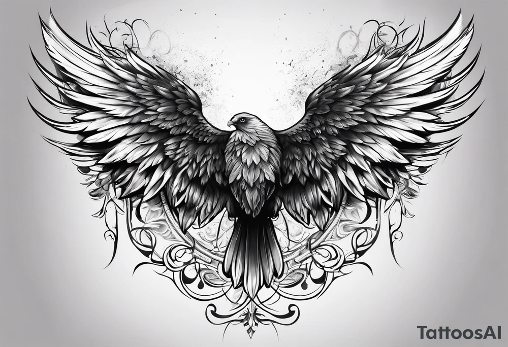 Full back tattoo wings drawing tattoo idea
