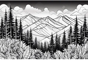 forest along the edges where the fires below and in the distance tattoo idea