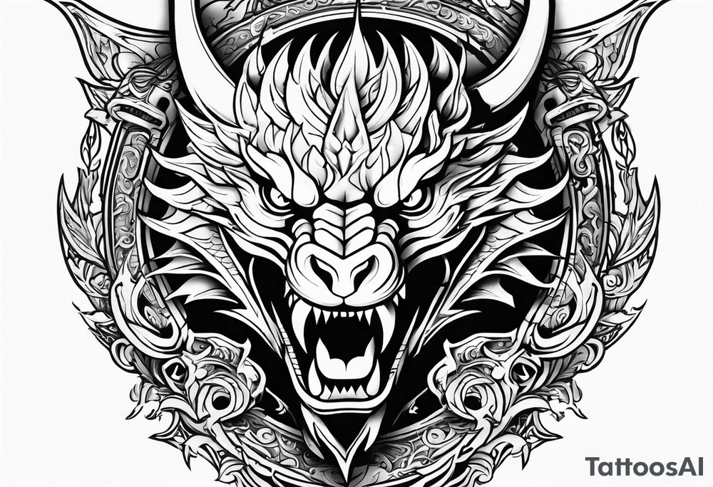 Valhalla sword shield dragon head tattoo idea