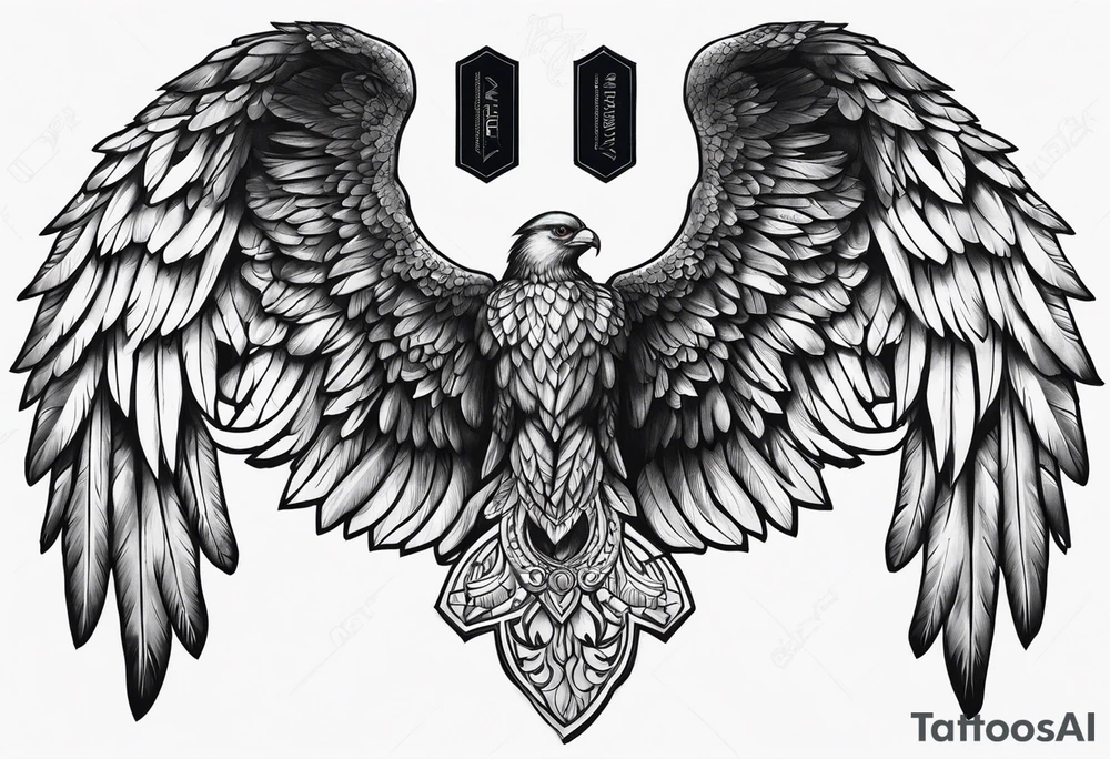 Black archangel wing tattoo idea