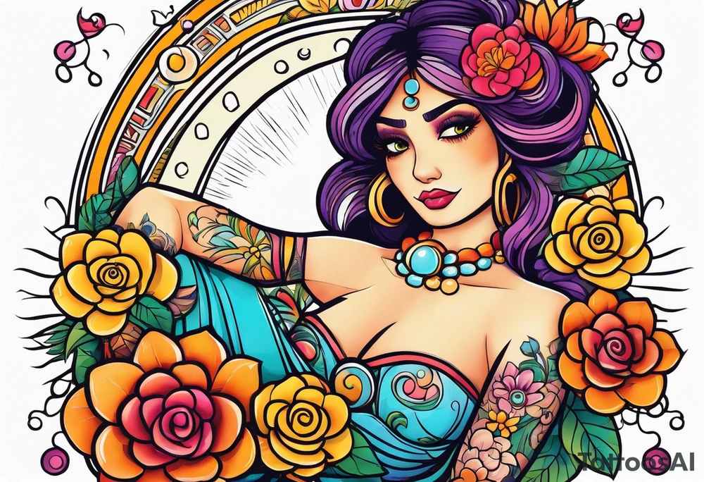 Amuleto con flor tattoo idea
