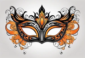 Unhappy Masquerade mask that is orange and black  with smoke tattoo idea