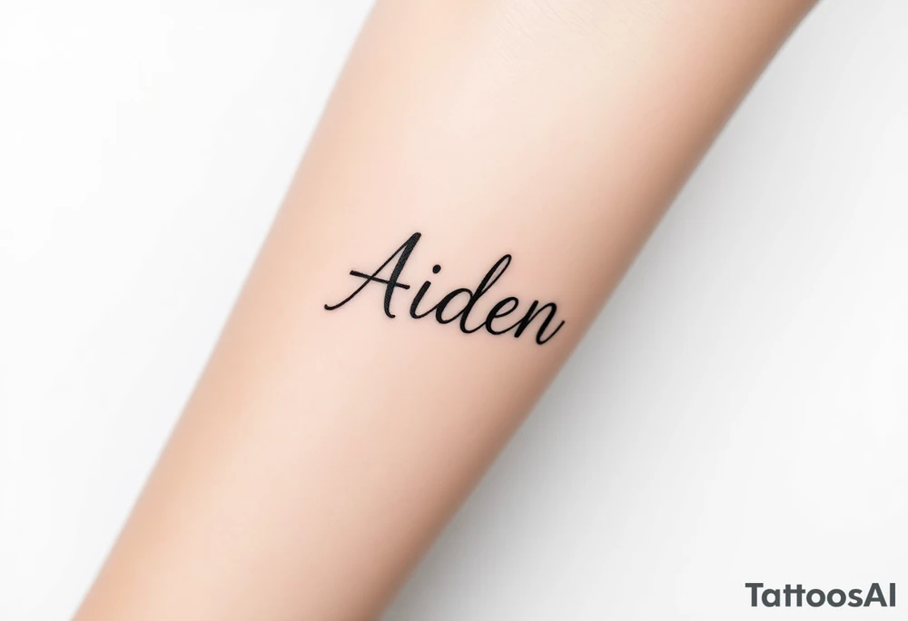 The name Aiden this and bold cursive tattoo idea