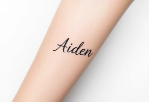 The name Aiden this and bold cursive tattoo idea