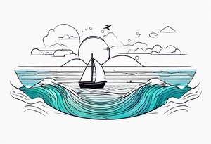 calm sea background tattoo idea