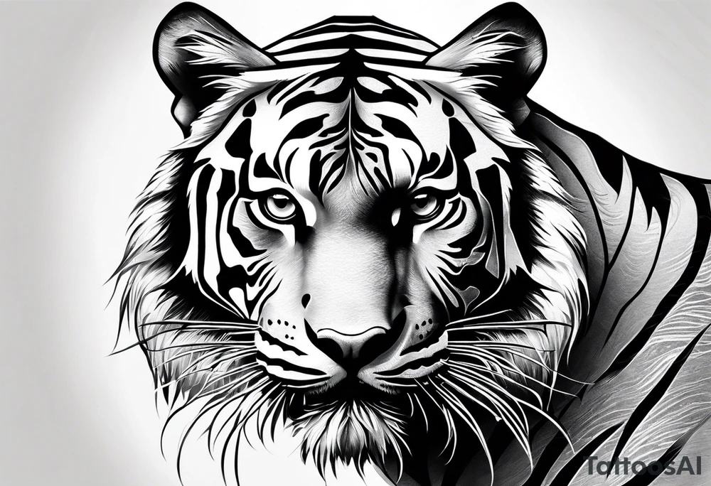 minimalist tiger near water tattoo idea