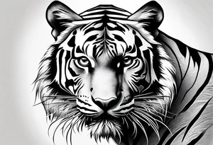 minimalist tiger near water tattoo idea