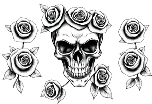 skull and roses tattoo idea