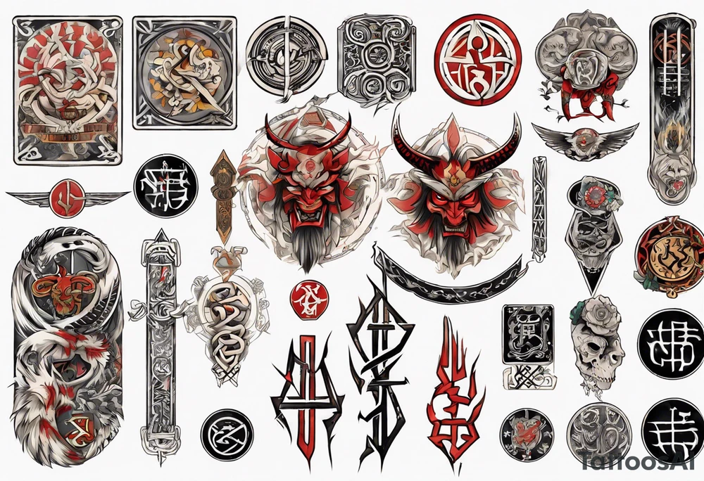 Nórdic runes Style yakuza tattoo idea