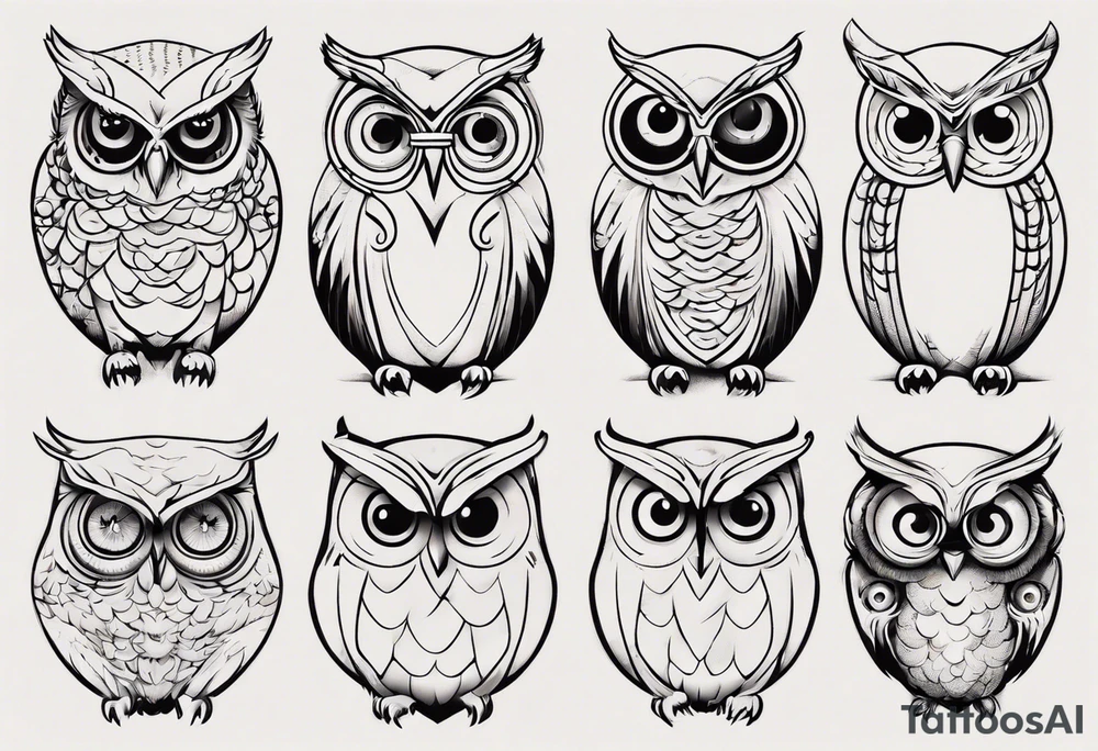 Owl with big eyes tattoo idea