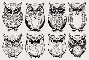 Owl with big eyes tattoo idea
