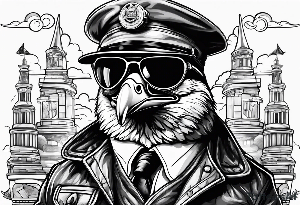 A silly goose dressed as an aviator tattoo idea