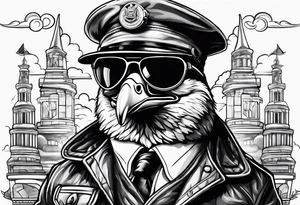 A silly goose dressed as an aviator tattoo idea