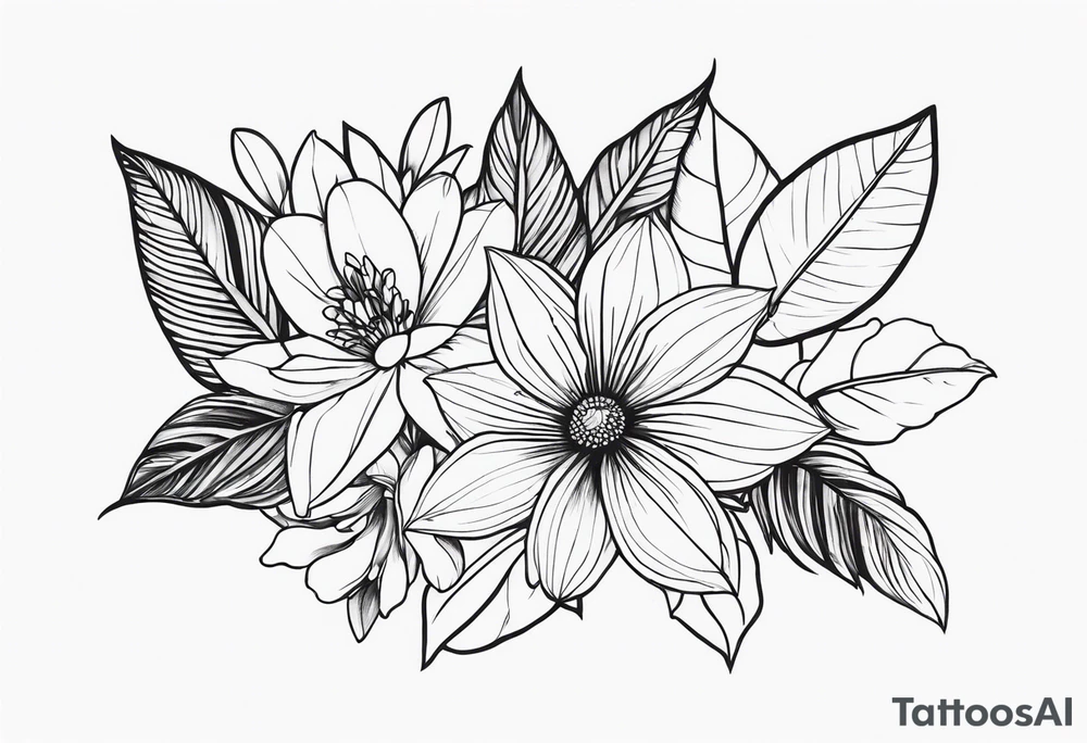 Jungle flowers tattoo idea