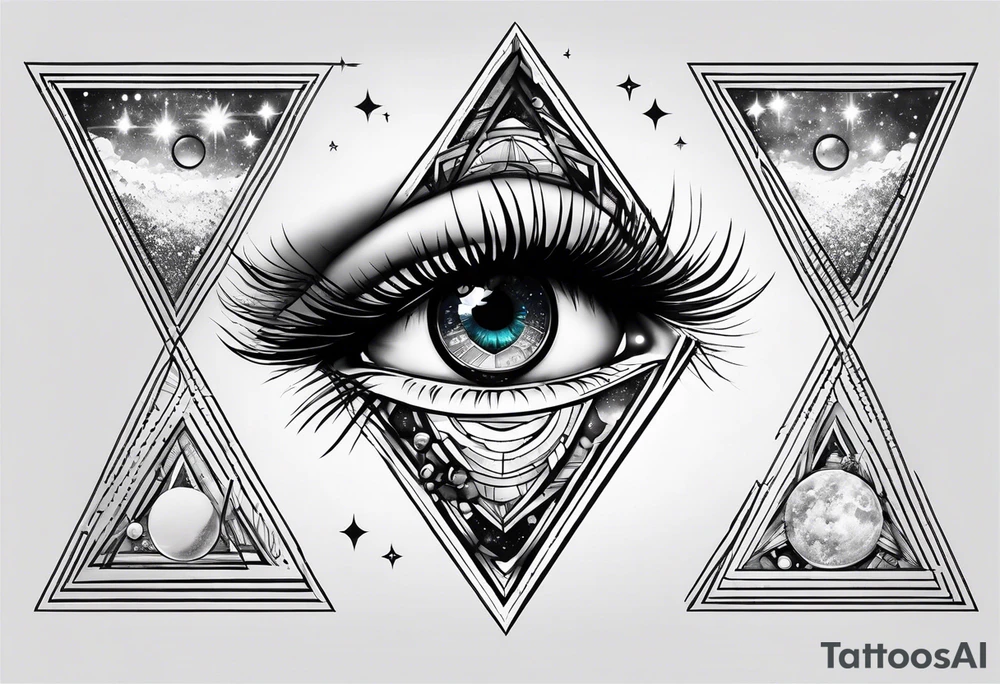 Eye inside a triangle inside a galaxy tattoo idea