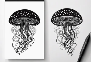 Small jellyfish, stylized, spotted top tattoo idea