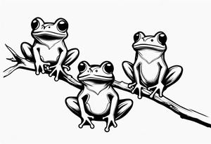 3 frogs on a branch tattoo idea
