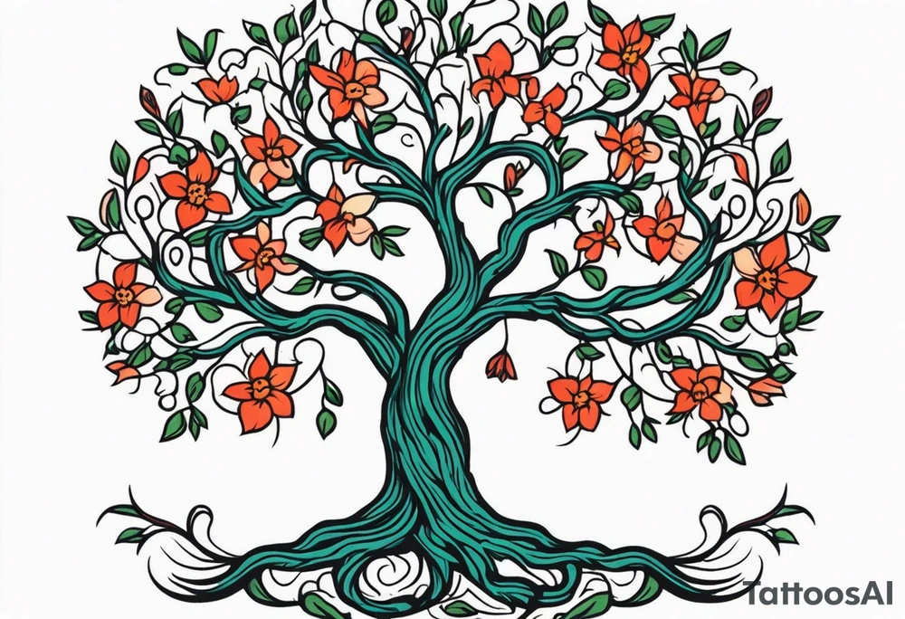 tree with roots

old school vintage simple traditional design with vintage flowers surrounding
bold color simple tattoo idea