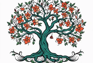 tree with roots

old school vintage simple traditional design with vintage flowers surrounding
bold color simple tattoo idea