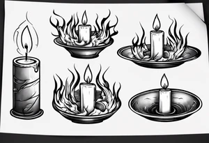 Burning candle in dish tattoo idea
